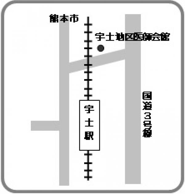 宇土地区医師会館の地図画像です