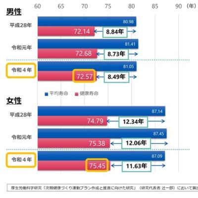 国　健康寿命平均寿命